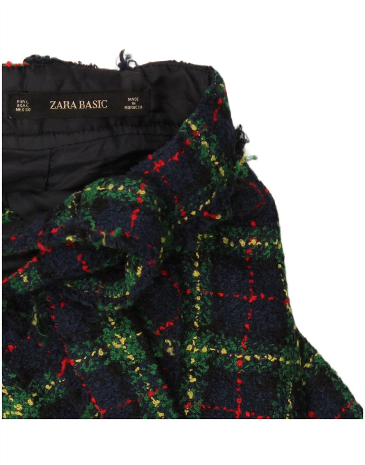 Zara Γυναικεία φούστα Dungarees Μεγάλη W34 Navy Blue Check