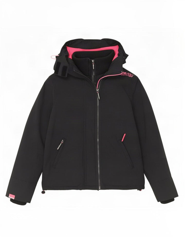 Superdry Γυναικείο Windcheater Hooded Windbreaker Jacket UK 14 Medium Black