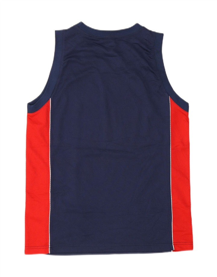 CHAMPION Mens Graphic Vest Top Small Navy Blue Colourblock Polyester