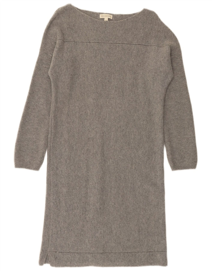 Γυναικείο μακρυμάνικο φόρεμα MONSOON UK 10 Small Grey Wool