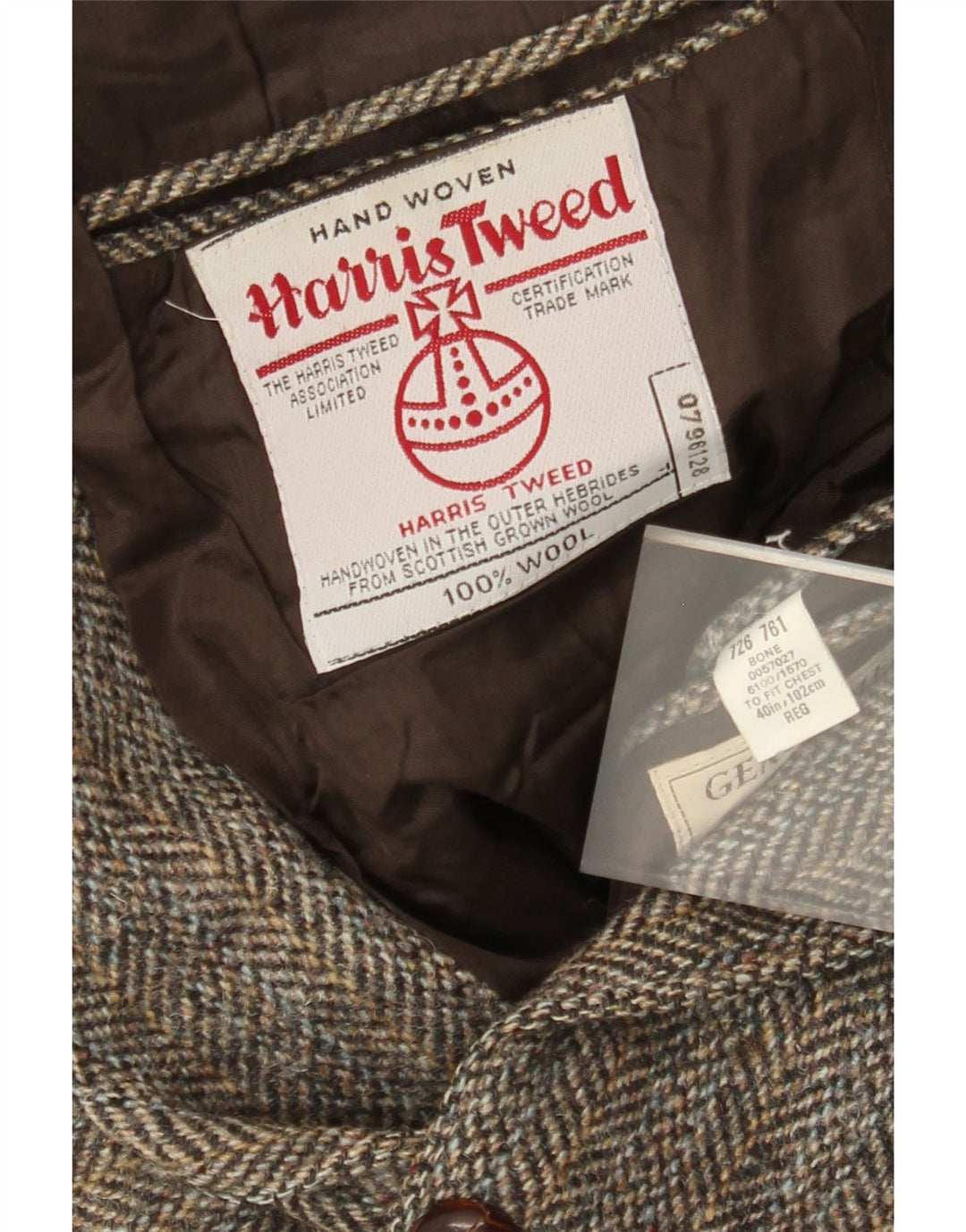Ανδρικό μπουφάν Harris Tweed 2 κουμπιά σακάκι UK 40 μεγάλο καφέ μαλλί ψαροκόκαλο