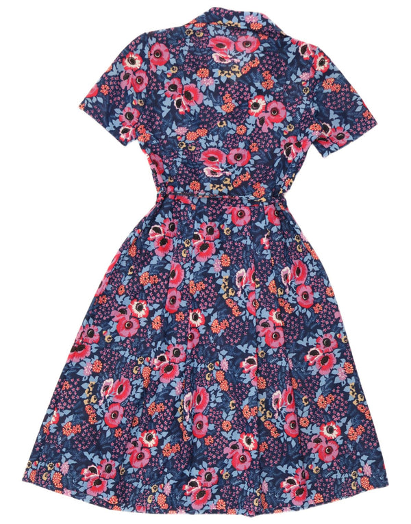 Vintage γυναικείο φόρεμα A-Line UK 10 Small Blue Floral