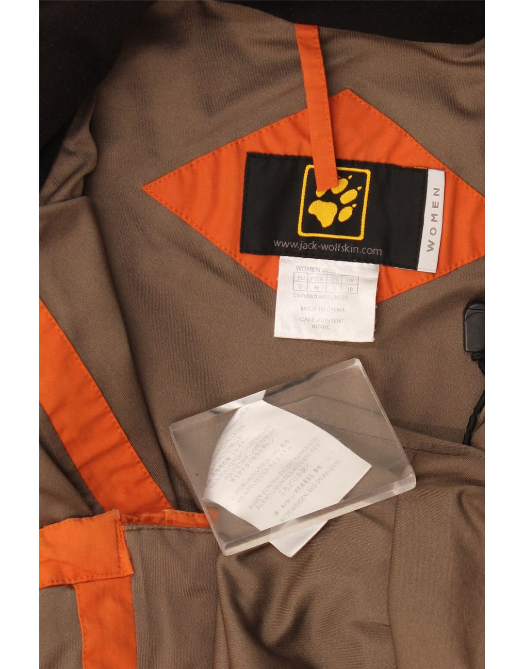 Jack Wolfskin γυναικείο μπουφάν βροχής με κουκούλα UK 14 Medium Orange Colourblock
