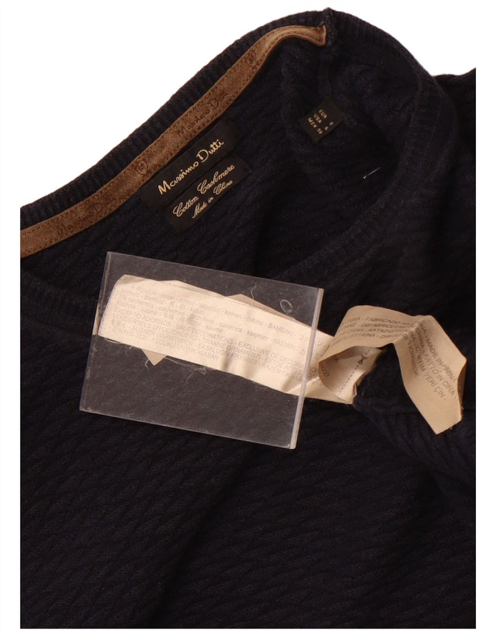MASSIMO DUTTI Γυναικείο πουλόβερ με λαιμόκαυστο UK 10 Small Navy Blue Cotton
