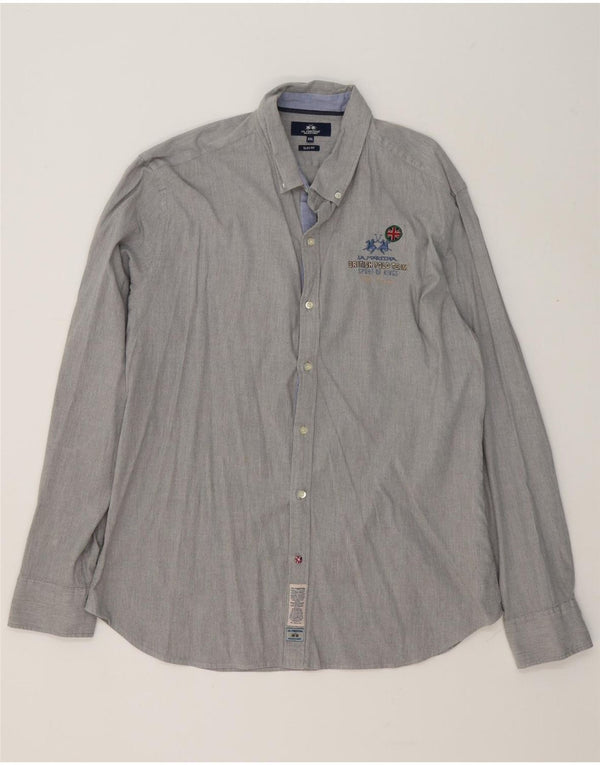 Ανδρικό πουκάμισο La Martina Slim Fit 2XL Γκρι βαμβακερό