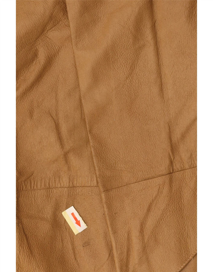 VINTAGE Γυναικεία Ψηλόμεση Δερμάτινη Φούστα IT 42 Medium W26 Καφέ