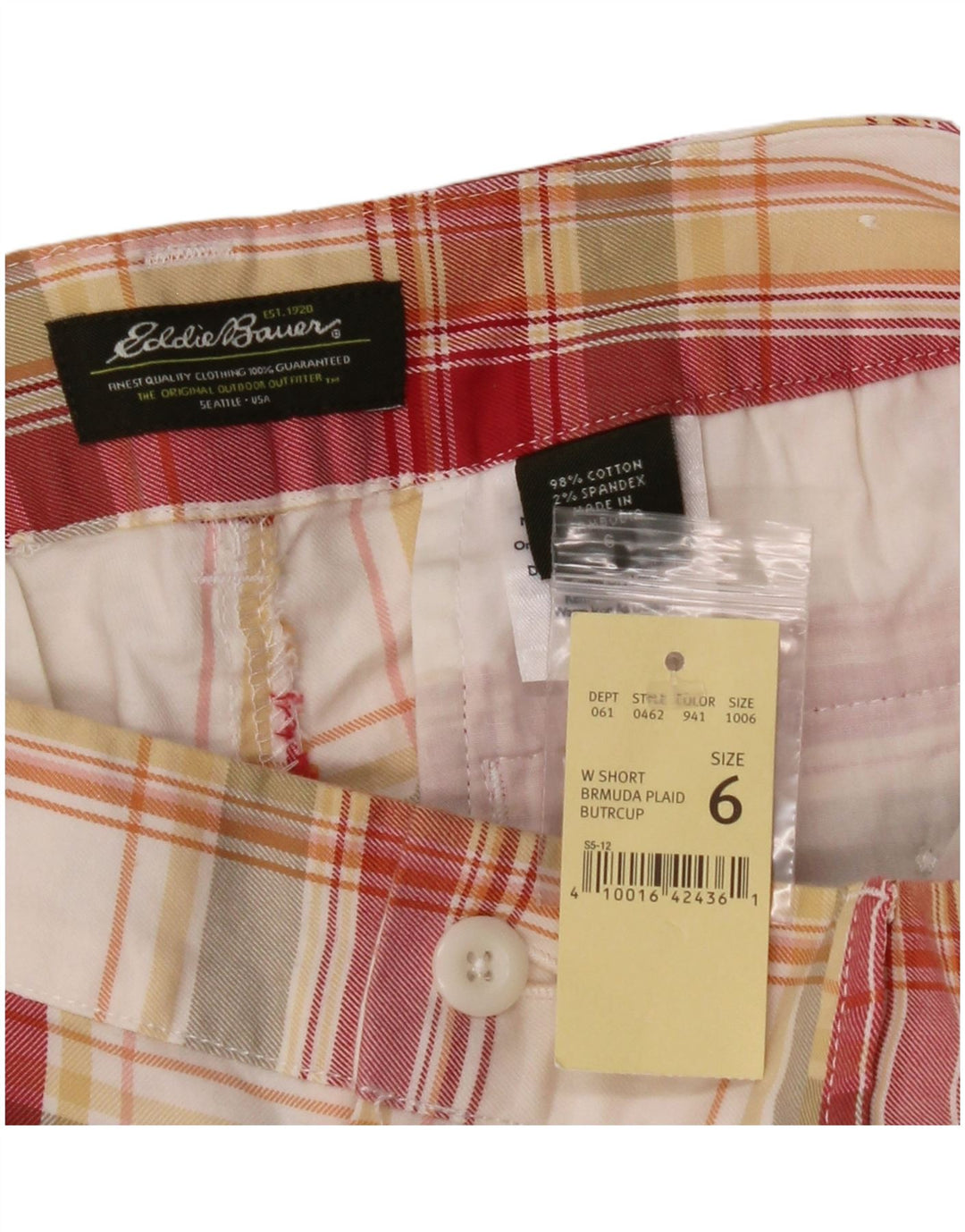 EDDIE BAUER Γυναικείο σορτς Chino US 6 Medium W30 Red Check Cotton