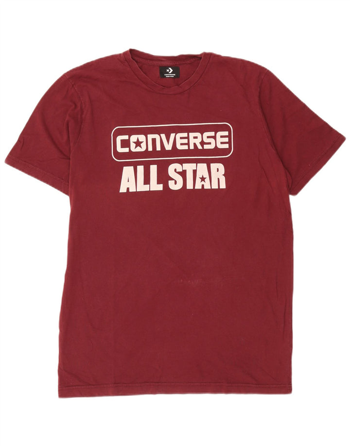 Ανδρικό γραφικό T-Shirt Converse Top μεγάλο μπορντό βαμβακερό