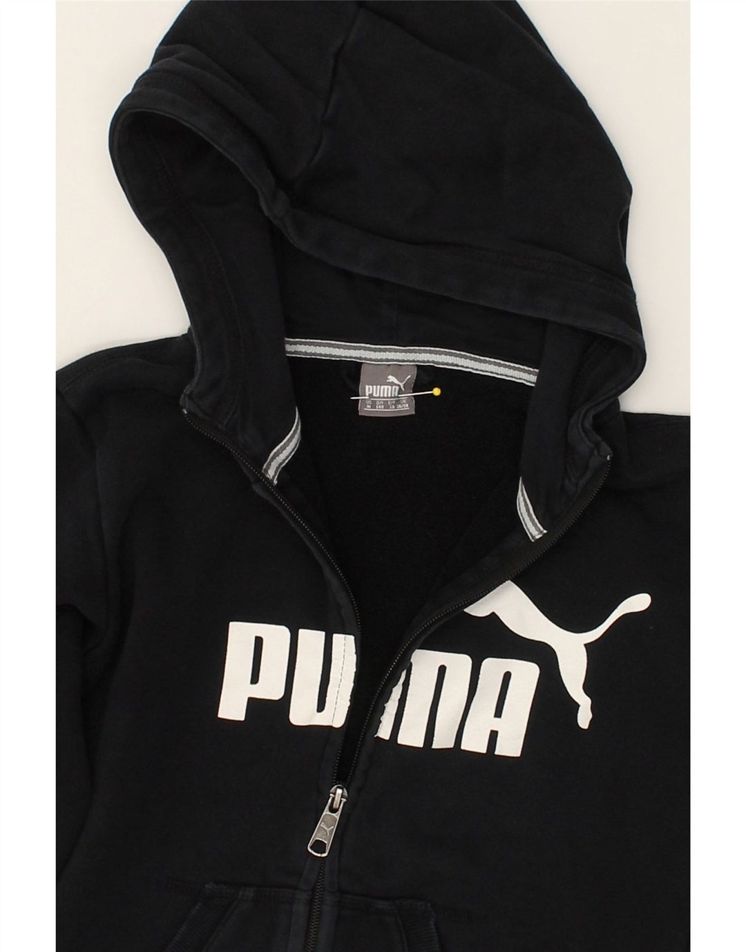 PUMA Boys Graphic Zip Hoodie Sweater  9-10 Years Navy Blue Cotton | Vintage Puma | Thrift | Second-Hand Puma | Used Clothing | Messina Hembry 