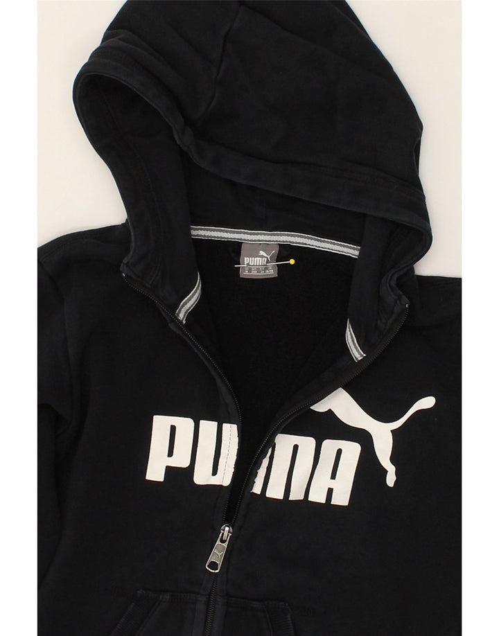 PUMA Boys Graphic Zip Hoodie Sweater  9-10 Years Navy Blue Cotton | Vintage Puma | Thrift | Second-Hand Puma | Used Clothing | Messina Hembry 