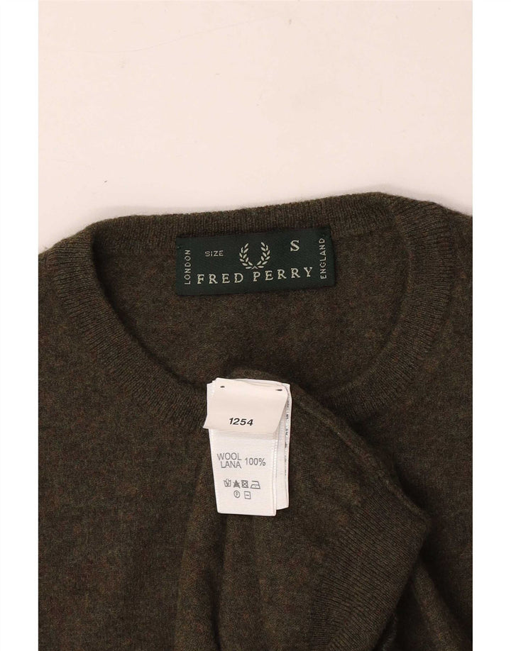 Fred Perry Ανδρικό πουλόβερ με λαιμόκοψη, μικρό μαλλί χακί