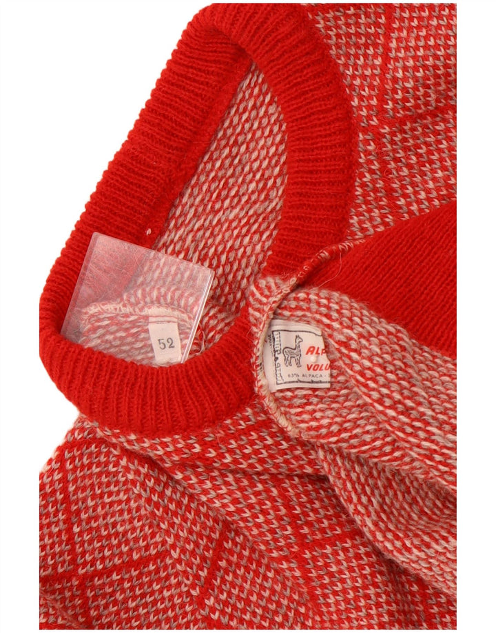 Ανδρικό πουλόβερ με λαιμόκοψη VINTAGE IT 52 Μεγάλο κόκκινο γεωμετρικό