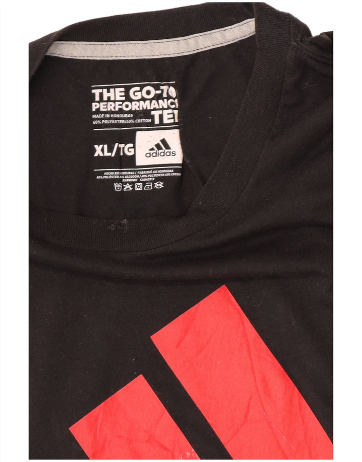 Ανδρικό γραφικό T-Shirt Adidas Climalite Top XL μαύρο πολυεστέρα
