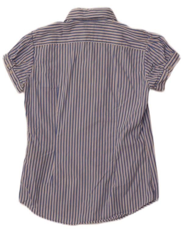 Ralph Lauren Γυναικείο κοντομάνικο πουκάμισο US 4 Small blue pinstripe βαμβακερό