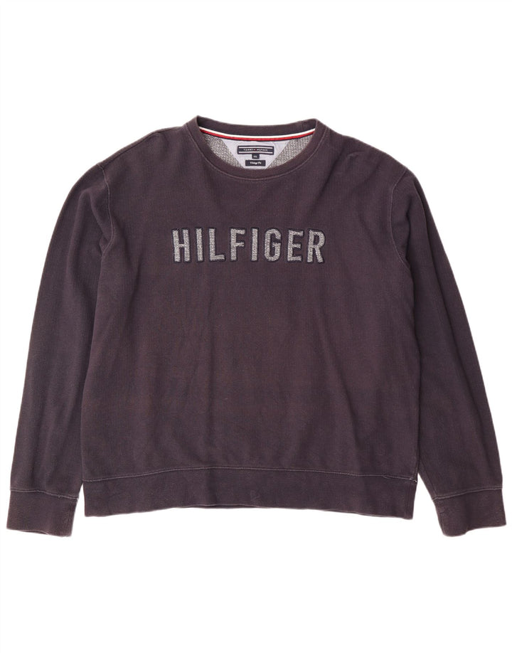 TOMMY HILFIGER Ανδρικό γραφικό φούτερ Jumper 2XL Navy Blue Cotton