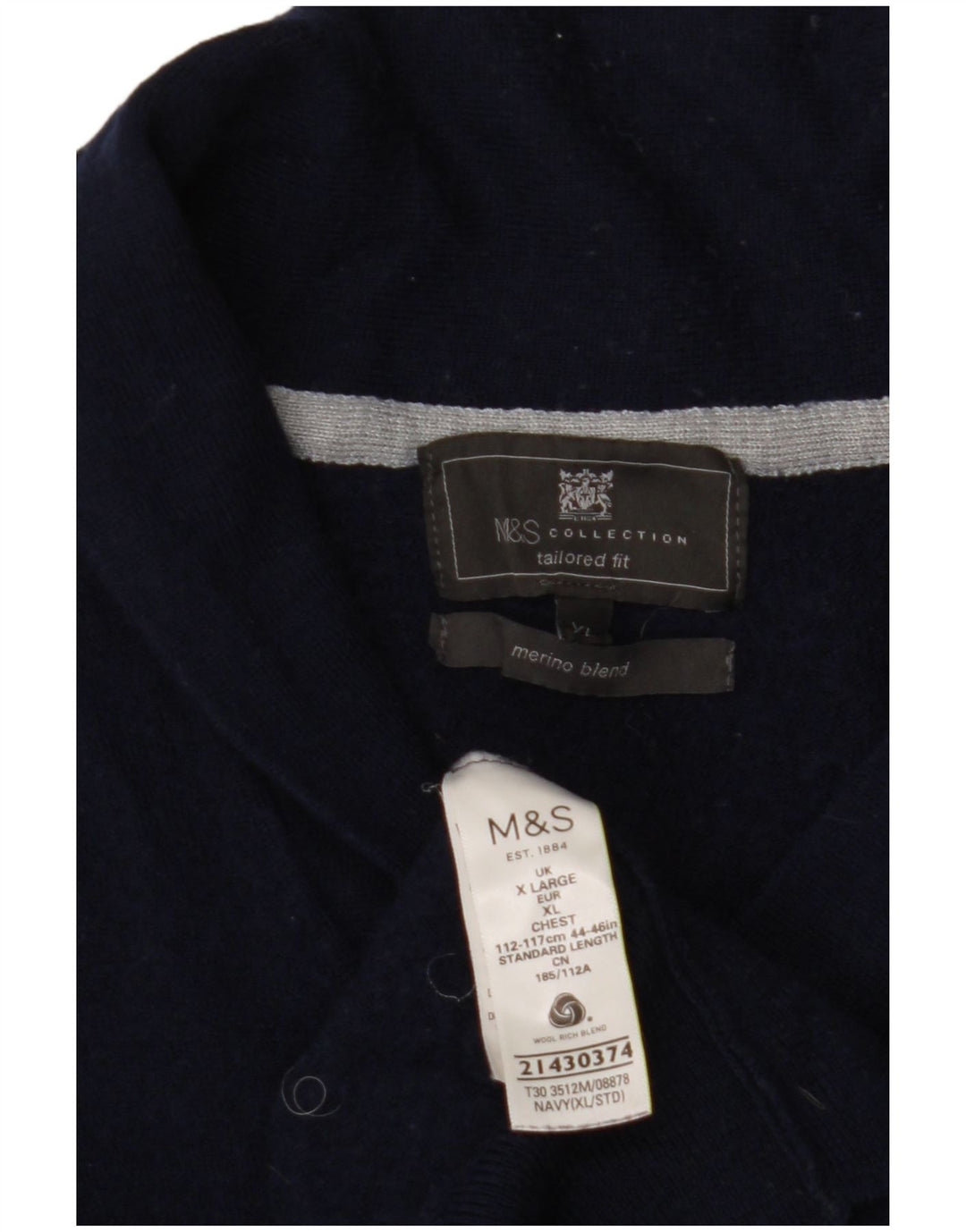 MARKS & SPENCER Γυναικείο πουλόβερ Crop Cardigan UK 18 XL Navy Blue Acrylic