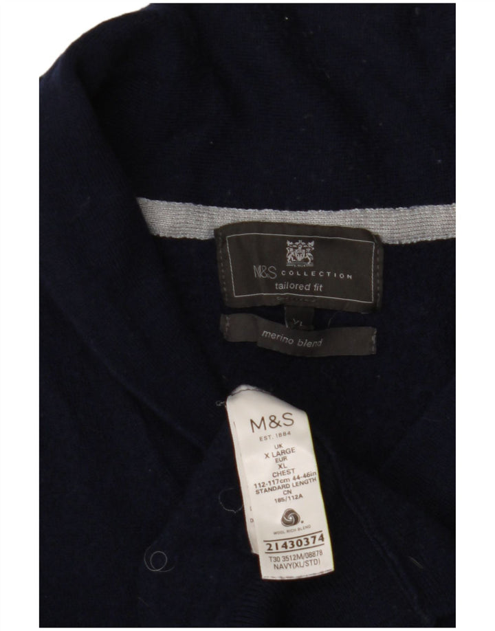 MARKS & SPENCER Γυναικείο πουλόβερ Crop Cardigan UK 18 XL Navy Blue Acrylic