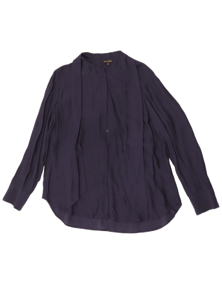 Massimo Dutti Γυναικείο παπιγιόν Μπλούζα EU 42 Large Navy Blue Viscose
