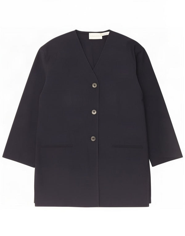 Fiorella Rubino Γυναικείο μακρόστενο σακάκι UK 16 Μεγάλο Navy Blue Wool