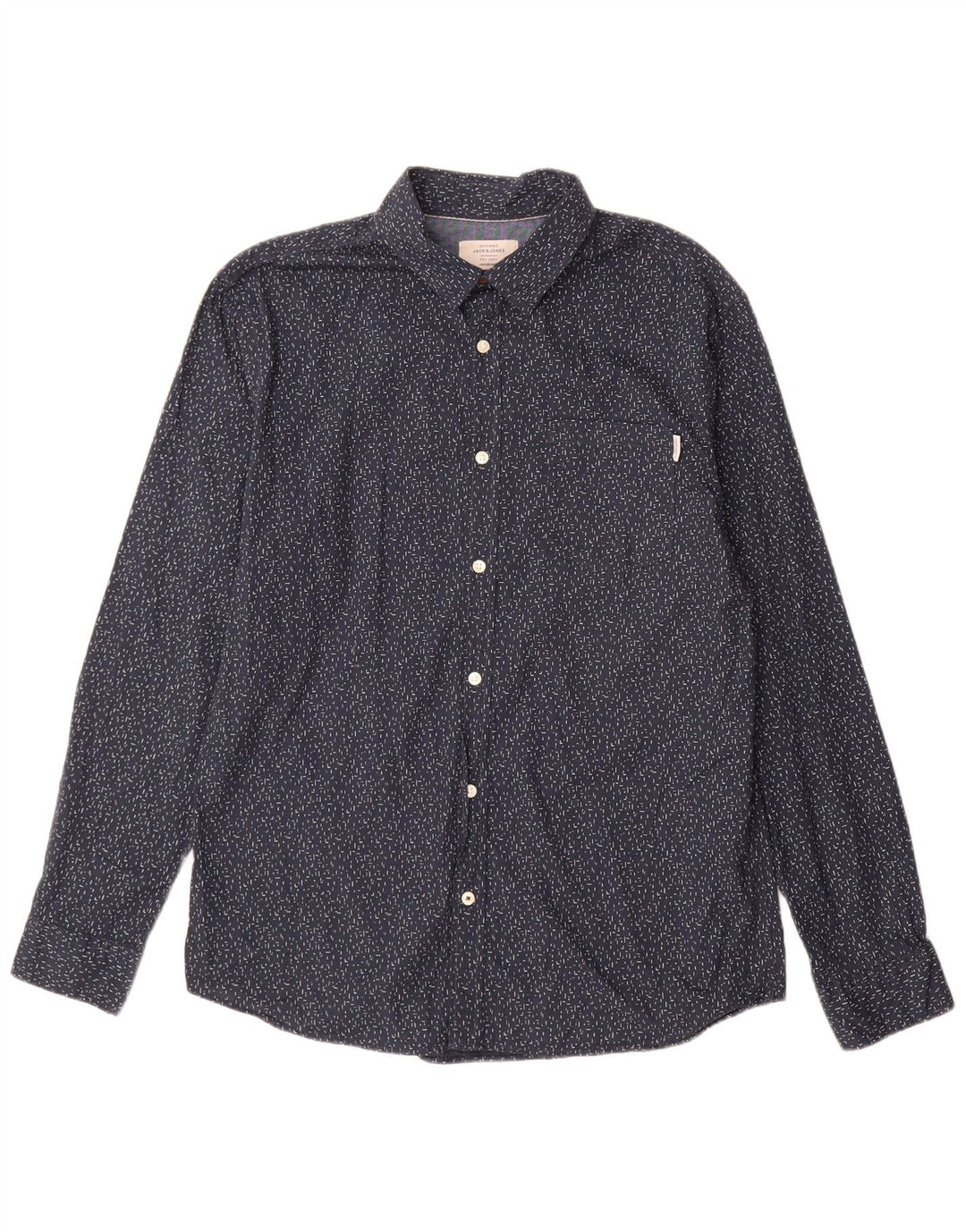 Jack & Jones Ανδρικό Πουκάμισο XL Βαμβακερό με μπλε ναυτικό