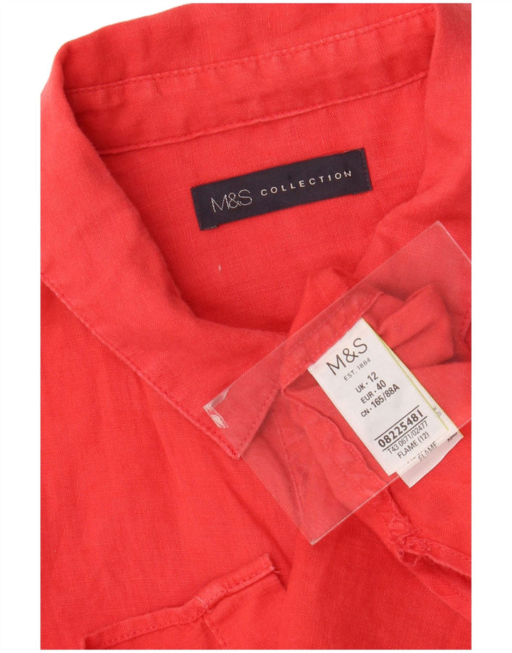 MARKS & SPENCER Γυναικείο Αμάνικο Πουκάμισο UK 12 Μεσαίο Ροζ Λινό