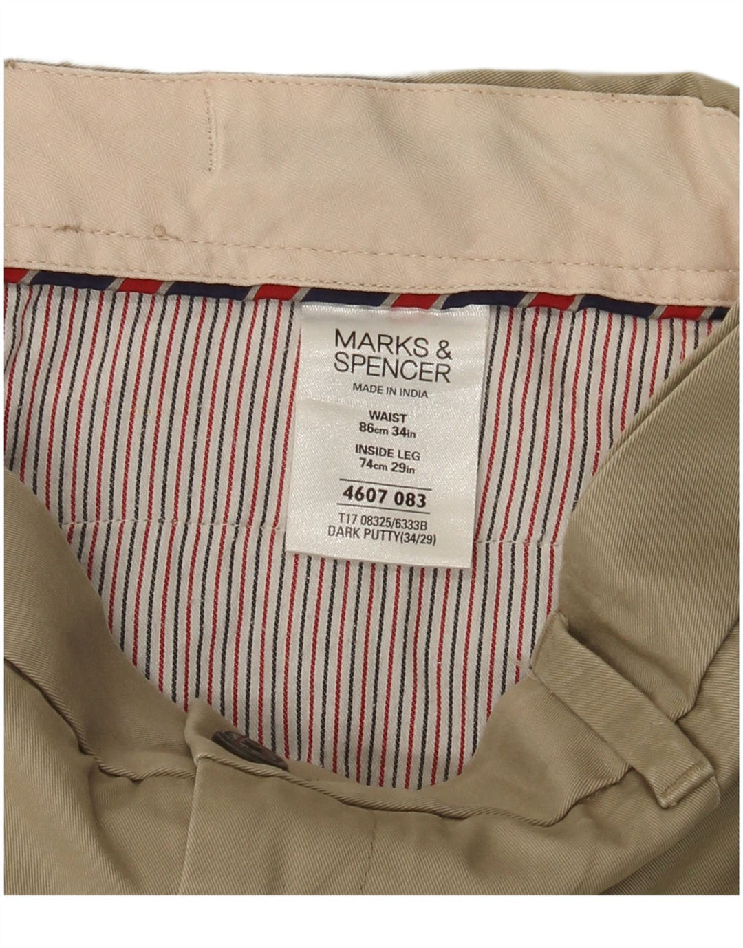 MARKS & SPENCER Ανδρικό ίσιο παντελόνι Chino W34 L29 Μπεζ βαμβακερό