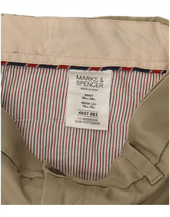 MARKS & SPENCER Ανδρικό ίσιο παντελόνι Chino W34 L29 Μπεζ βαμβακερό