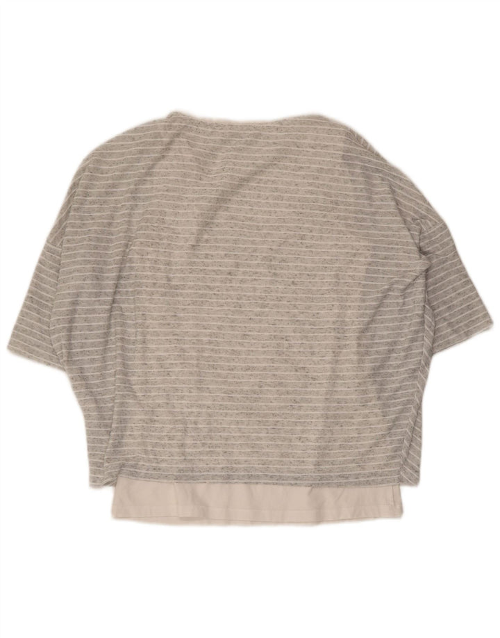 ΦΑΣΗ ΟΓΔΟ Γυναικεία μπλούζα Loose Fit Top UK 10 Small Grey Pinstripe