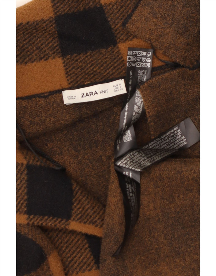 Zara Γυναικείο Oversized Πανωφόρι UK 10 Small Brown Gingham Nylon