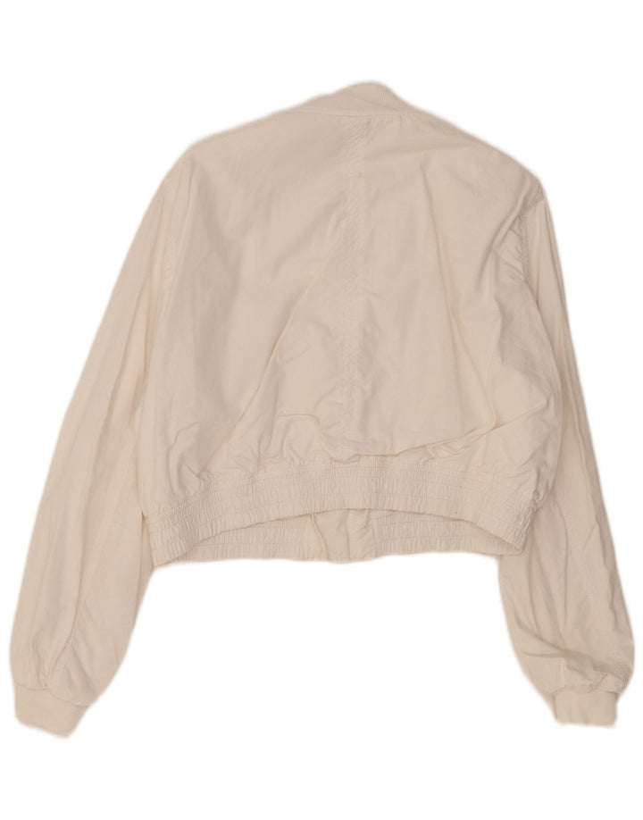 Zara Γυναικείο Crop Bomber Jacket UK 16 Large White Cotton