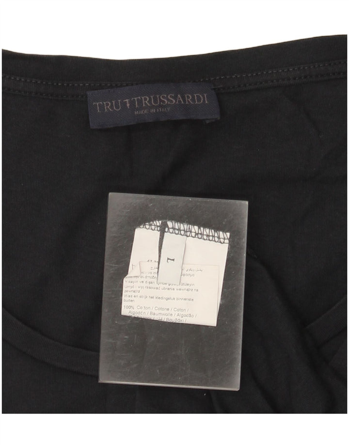 TRUSSARDI Γυναικείο γραφικό T-Shirt Top UK 16 μεγάλο μαύρο βαμβακερό