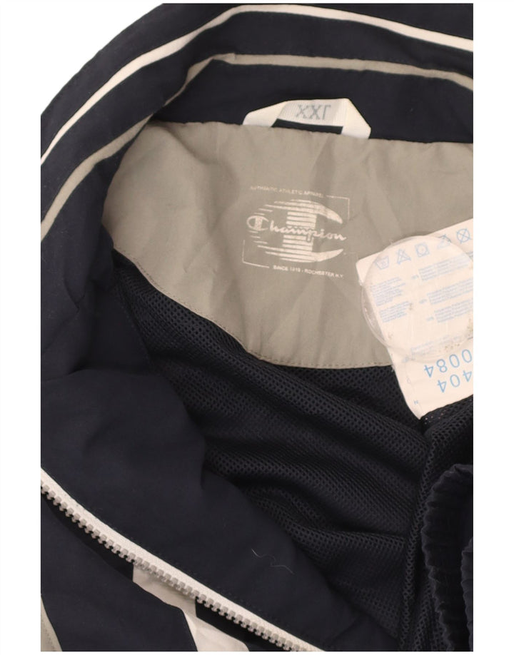 CHAMPION Mens Tracksuit Top Jacket 2XL Navy Blue Colourblock Polyester