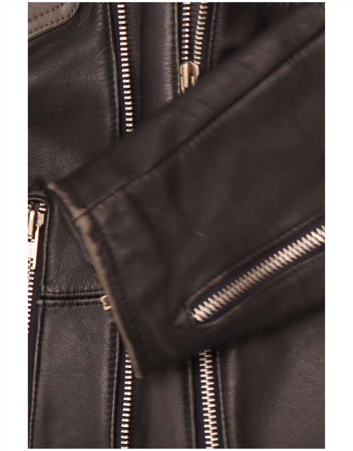 MQP Ανδρικό Δερμάτινο Μπουφάν Biker UK 46 3XL Μαύρο Colourblock Δερμάτινο