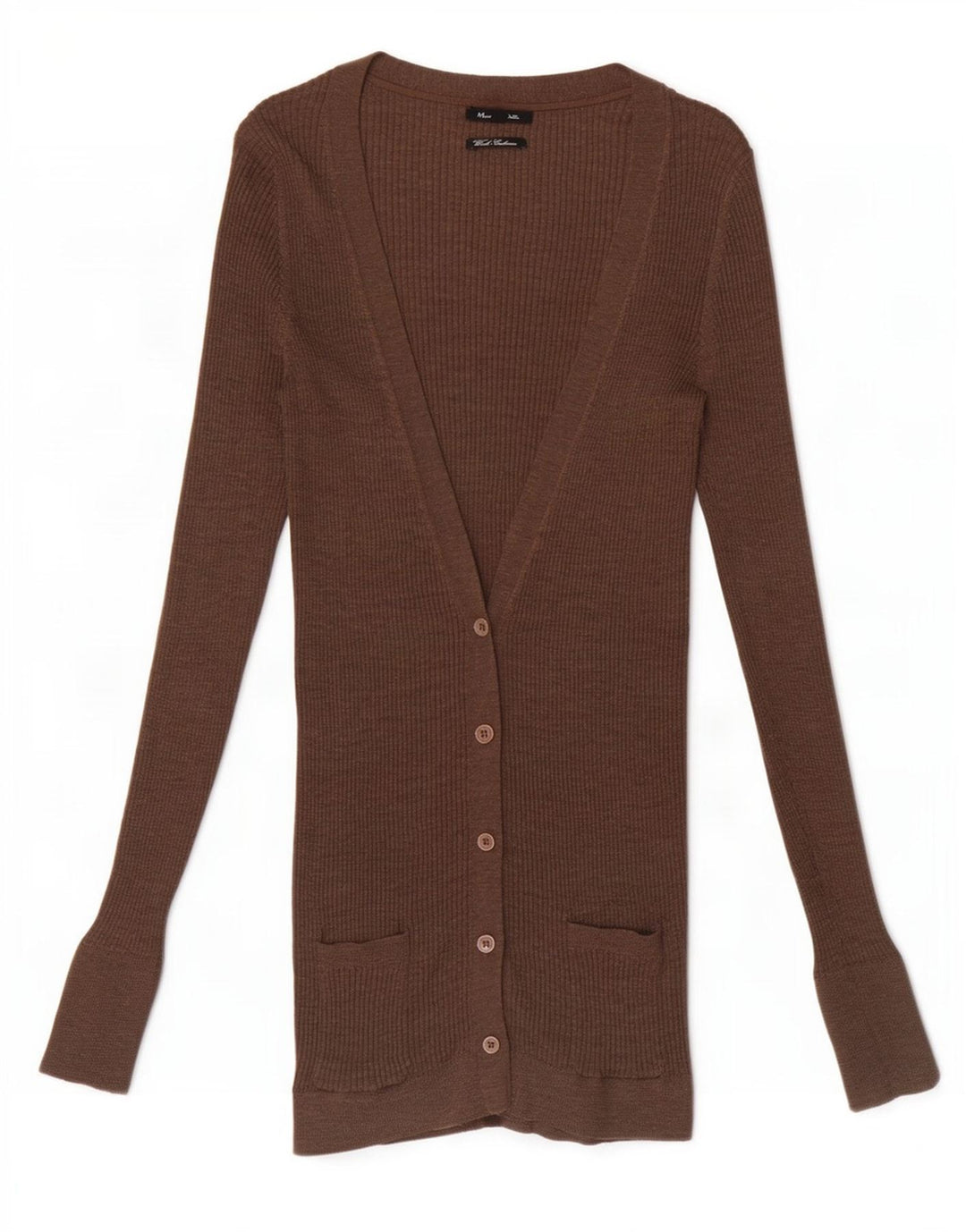Massimo Dutti Γυναικείο πουλόβερ μακράς ζακέτας UK 10 Μικρό καφέ μαλλί