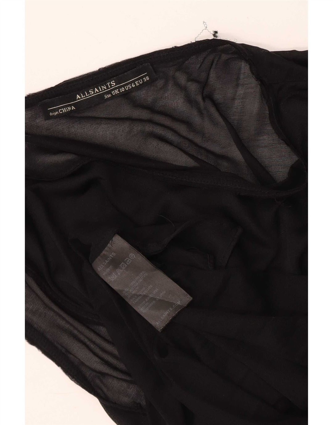 All Saints Γυναικεία Αμάνικη Μπλούζα Τοπ UK 10 Small Black Acetate