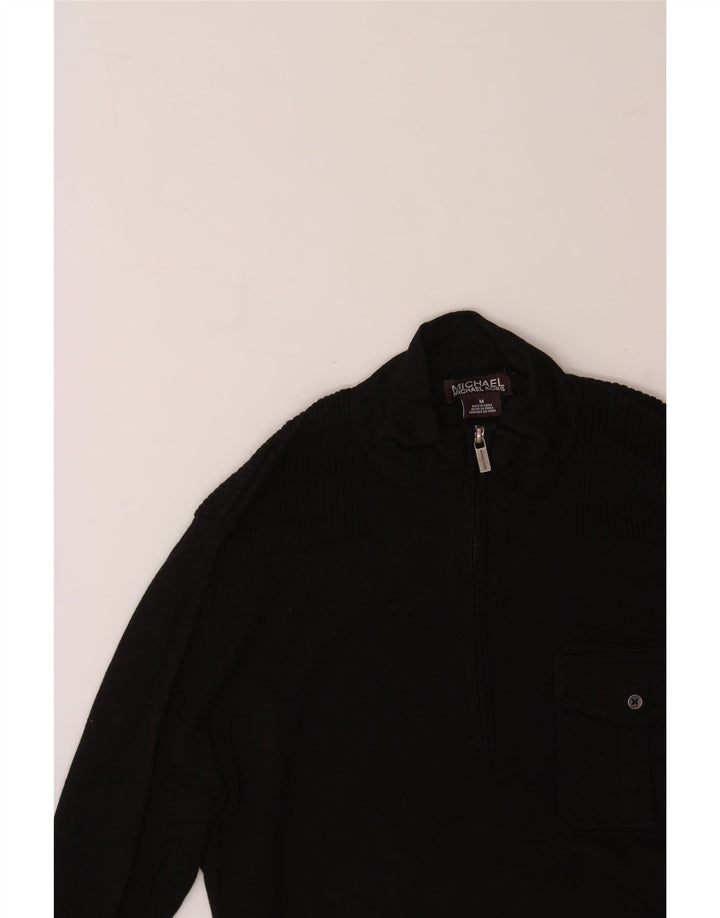 MICHAEL KORS Mens Zip Neck Jumper Sweater Medium Black Cotton Vintage Michael Kors and Second-Hand Michael Kors from Messina Hembry 