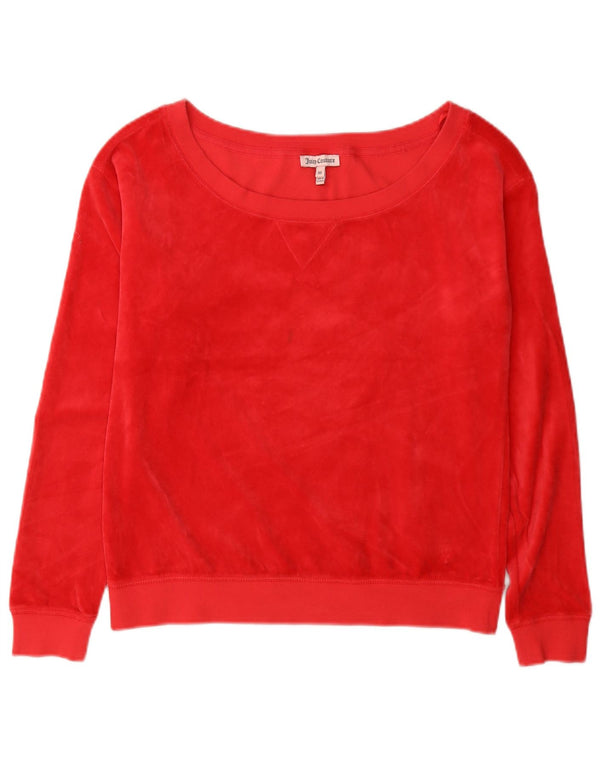 Γυναικεία βελούδινη φούτερ Juicy Couture υπερμεγέθη Jumper UK 6 XS Red Cotton