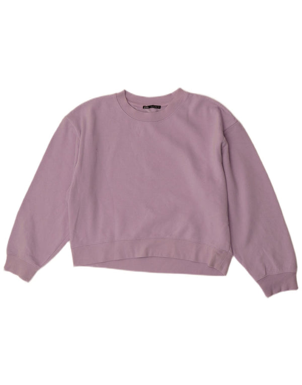 Zara Γυναικεία φούτερ Crop Jumper UK 16 Large Purple Polyester