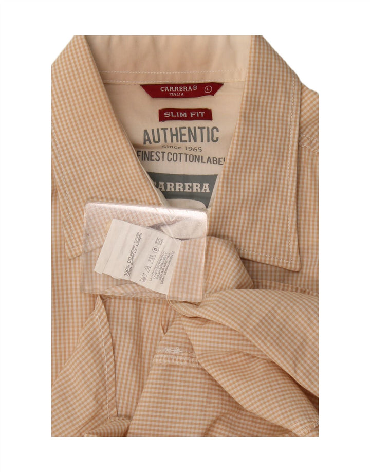 Ανδρικό πουκάμισο Carrera Slim Fit Μεγάλο μπεζ βαμβακερό Gingham