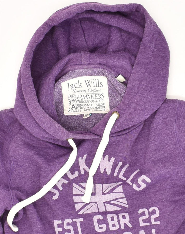JACK WILLS Womens Graphic Hoodie Jumper UK 8 Small  Purple Cotton | Vintage Jack Wills | Thrift | Second-Hand Jack Wills | Used Clothing | Messina Hembry 
