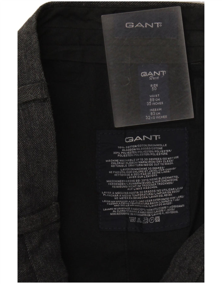 GANT Ανδρικό ίσιο παντελόνι IT 50 μεγάλο W34 L32 Γκρι ψαροκόκκαλο