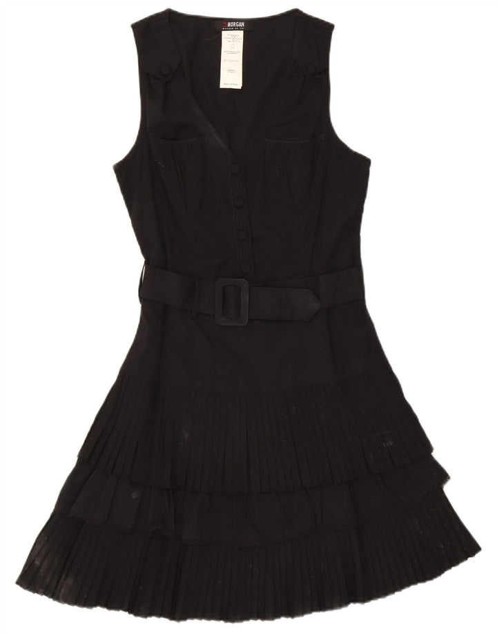 MORGAN Womens Sleeveless A-Line Dress EU 38 Medium Black Polyester
