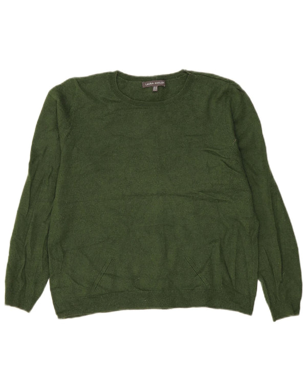 LAURA ASHLEY Γυναικείο πουλόβερ με λαιμόκαυστο UK 14 Large Green Wool