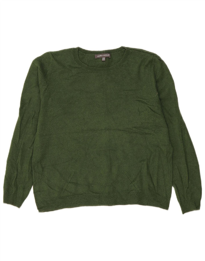 LAURA ASHLEY Γυναικείο πουλόβερ με λαιμόκαυστο UK 14 Large Green Wool