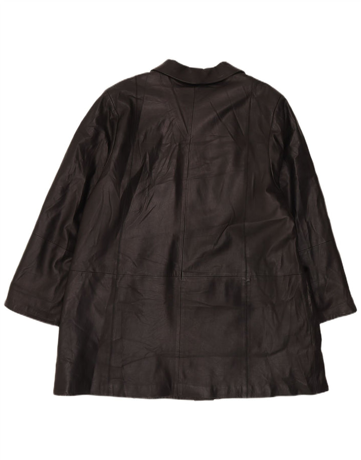 Vintage Γυναικείο Oversized Δερμάτινο Παλτό IT 48 XL Μαύρο Δερμάτινο