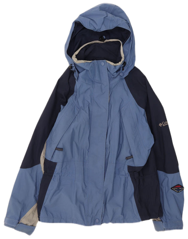 Columbia Γυναικείο μπουφάν βροχής με κουκούλα UK 16 Large Blue Colorblock Nylon