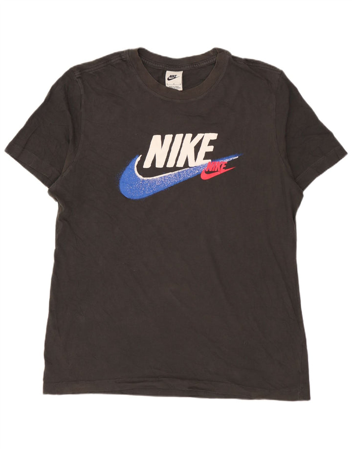 Ανδρικό γραφικό μπλουζάκι NIKE, μεσαίο μαύρο βαμβακερό
