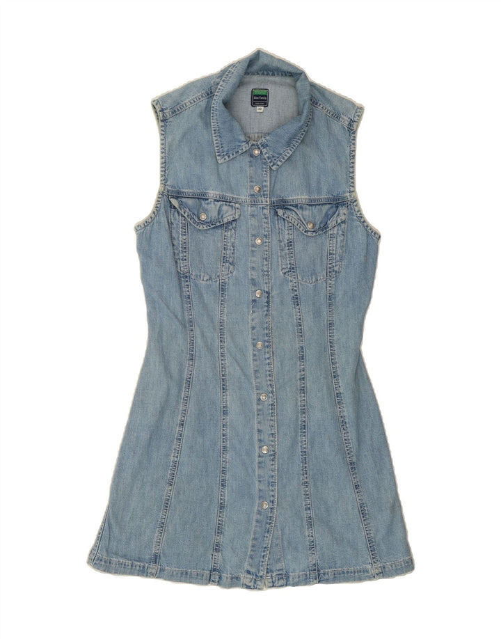 BENETTON Womens Sleeveless Denim Dress IT 42 Medium Blue Cotton Vintage Benetton and Second-Hand Benetton from Messina Hembry 