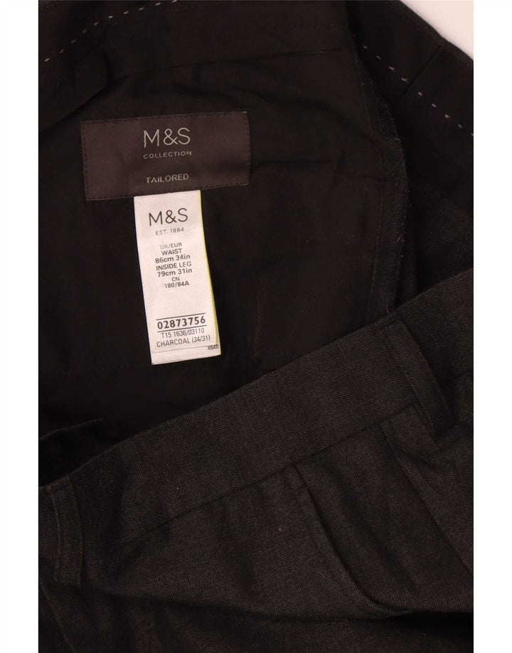 Marks & Spencer Ανδρικό κωνικό παντελόνι W34 L31 Γκρι Πολυεστέρας