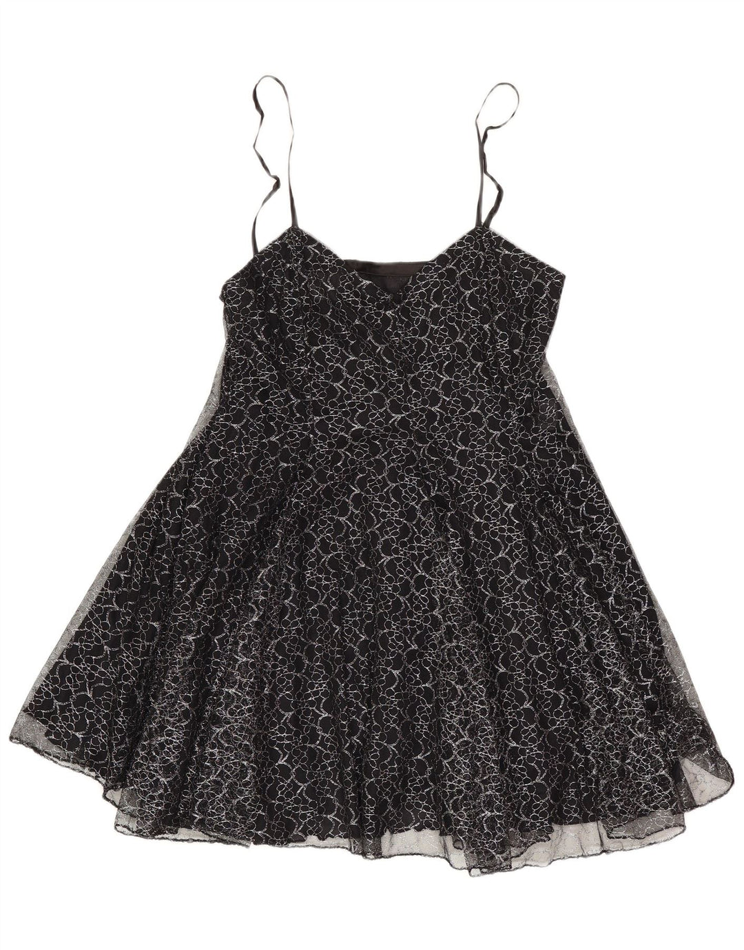 Vintage γυναικείο φόρεμα Tutu UK 8 Μικρό μαύρο φλοράλ πολυεστέρα